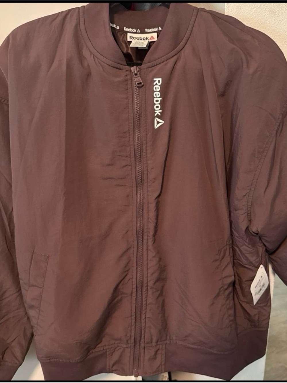 Reebok women’s Maroon Zip-Up Bomber Jacket